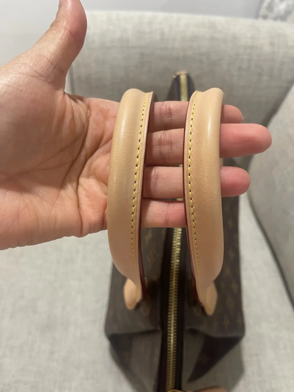 Louis Vuitton Brown Monogram Canvas Satchel with Natural Leather Handles - Picture 5 of 12